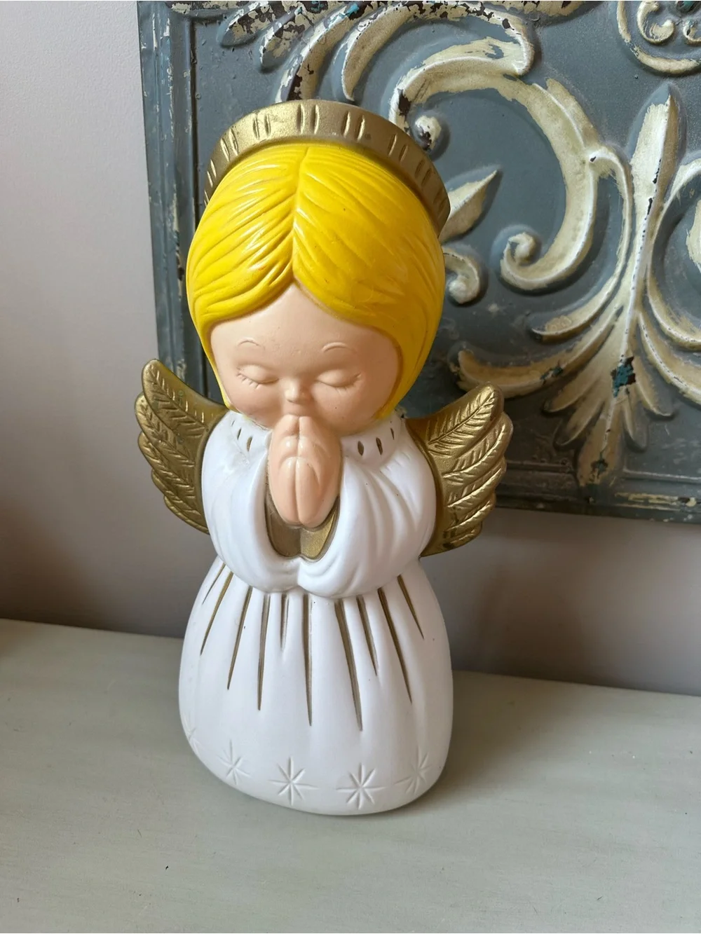Vintage grand venture praying angel blow mold